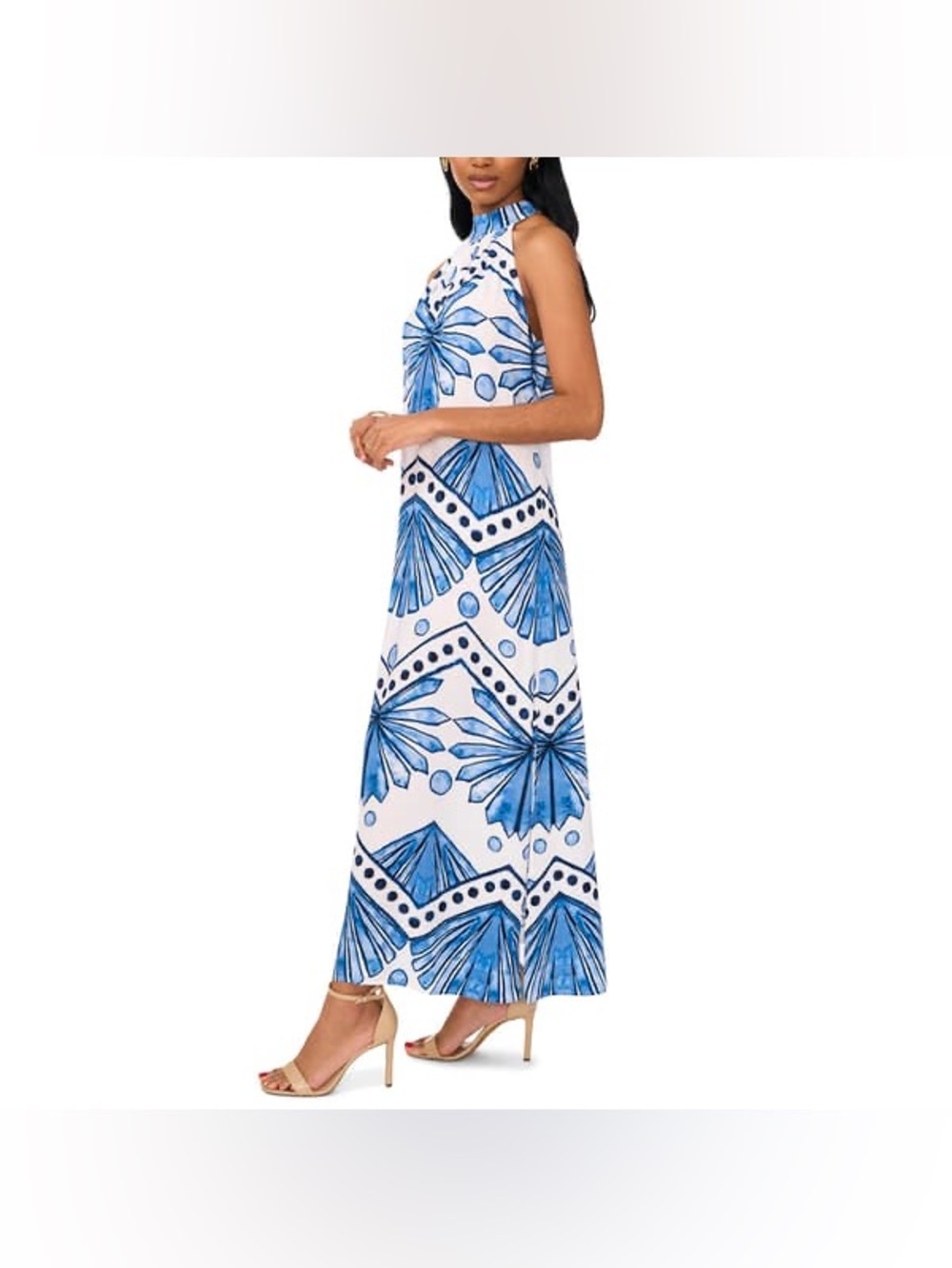 NWT 1. State MSK Sleeveless Challis Halter Neck Midi Dress